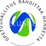 Opetushallituksen rahoittama logo, jossa vihreää ja sinistä sekä mustaa tekstiä.