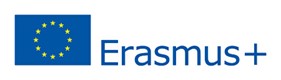 EU:n sininen lippu, jossa keltaiset tähdet ja kirjoitus Erasmus+ sinisellä.